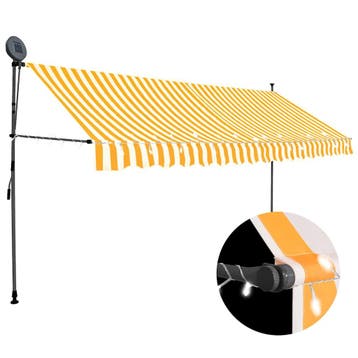 vidaXL Luifel handmatig uitschuifbaar met LED 350 cm wit en, Verzenden, Nieuw