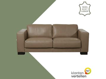 Leren bank Clear - 2,5 zits - Granada Taupe (taupe/bruin) -, Huis en Inrichting, Banken | Bankstellen, Bohemian, Eigentijds, Modern, Retro, Vintage