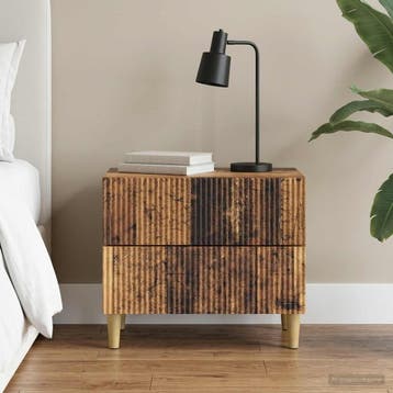 vidaXL Nachtkastje met lade Oud hout 62 x 34,5 x 48 cm, Minder dan 45 cm, Verzenden, Nieuw, Minder dan 55 cm