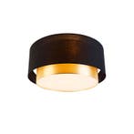 Moderne plafonnière zwart met goud 50 cm 3-lichts - Drum Duo, Huis en Inrichting, Lampen | Plafondlampen, Verzenden, Nieuw, Stof