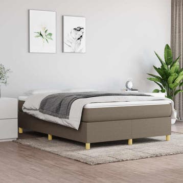 vidaXL Boxspring met matras stof taupe 140x190 cm, Verzenden, Stof, Nieuw, Tweepersoons