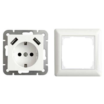LEDmaxx Inbouw contactdoos zuiver wit met 2x USB 2800mA, Ophalen of Verzenden, Nieuw