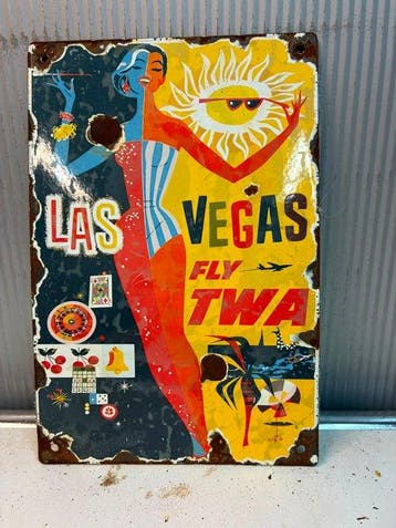 Las Vegas – Fly TWA – Casino & Luchtvaart – Emaille