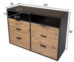 Modern glazen dressoir met 6 lades en open vakken, Verzenden, Nieuw