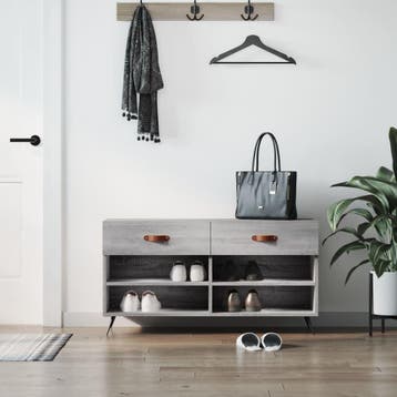vidaXL Schoenenbank 102x35x55 cm bewerkt hout grijs sonoma, Verzenden, Nieuw