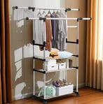 Uitschuifbaar Kledingrek RVS – Met Schoenenplanken 80–150 cm, Verzenden, Nieuw