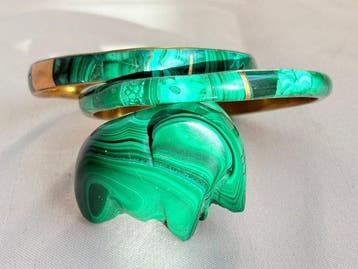 malachiet Armbanden en een olifant - Hoogte: 0.8 cm -