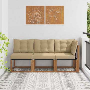 vidaXL 3 st Outdoor Midden- en Hoeksalon Naturel, Verzenden, Nieuw, 3 zitplaatsen