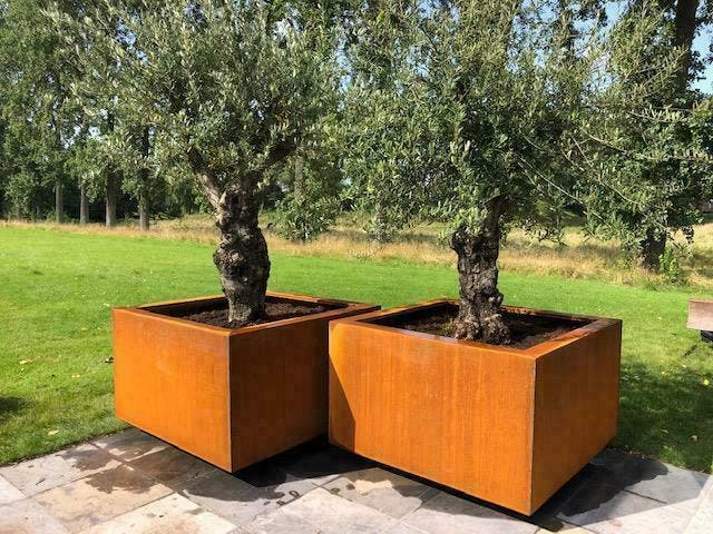 Cortenstaal bloembakken (tuindecoratie), Tuin en Terras, Bloembakken en Plantenbakken, 30 tot 60 cm, 100 cm of meer, Balkon, Tuin