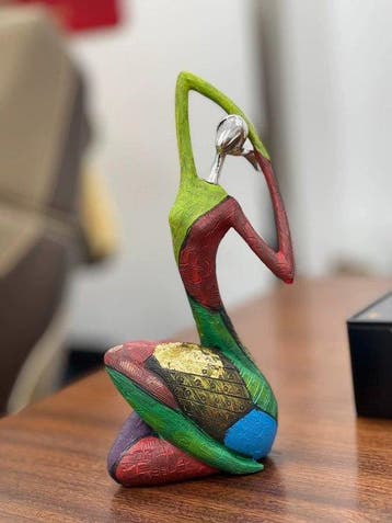 Nordic-style abstract painted yoga female figurine ornament