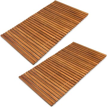 Badmat 76x50cm Acacia FSC®-gecertificeerd , Set van 2, Huis en Inrichting, Verzenden, Nieuw
