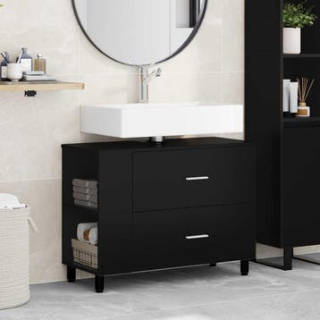 vidaXL Badkamer Waskom Zwart 80 x 35 x 60 cm Bewerkt hout, Verzenden, Nieuw