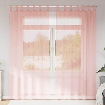 vidaXL Gordijnen voile met lussen 2 st 140x225 cm roze, Verzenden, Nieuw, Roze