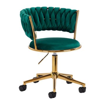 4Rico QS-GW01G Salonstoel & Bureaustoel Groen Fluweel – In, Huis en Inrichting, Tafels | Salontafels, Ophalen of Verzenden, Nieuw