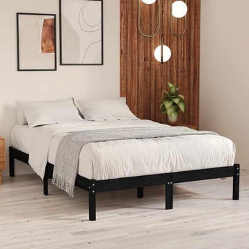 vidaXL Bedframe massief grenenhout zwart 200x200 cm, Verzenden, Zwart, Overige maten, 200 cm