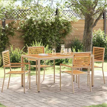vidaXL Tuinstapelstoelen 4 st Bruin en beige, Verzenden, Nieuw