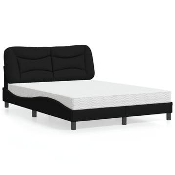 vidaXL Bed met matras Hvar stof zwart 120x200 cm, Huis en Inrichting, Slaapkamer | Bedden, Verzenden, Zwart, Nieuw, Twijfelaar
