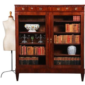 Louis Seize 2-deurs boekenkast Hollands ca 1790 met gaas en, Antiek en Kunst, Ophalen of Verzenden