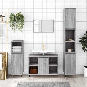 vidaXL Badkamerkast 80x33x60 cm bewerkt hout grijs sonoma, Verzenden, Nieuw