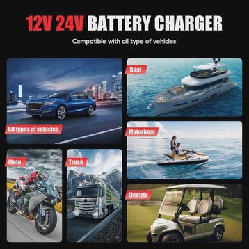 Universele 12V/24V Slimme Batterijlader met 7-Traps Oplaadcy, Verzenden, Nieuw