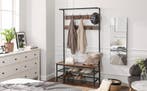 Industriële Kapstok met Zitbank – Vintage bruin en Zwart, Huis en Inrichting, Woonaccessoires | Kapstokken, Verzenden, Nieuw, Staande kapstok