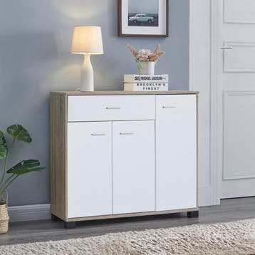 [en.casa] Halmeubel Bobeck 72x80x28 cm eikenkleurig en wit, Verzenden, Nieuw