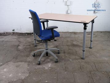 Gispen bureau 180x80 cm – beuken blad, verstelbaar,, Gebruikt, Verzenden, Gispen, Overige typen