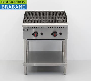 HCB RVS Lavagrill Chargrill 2 branders Aardgas 20,5 kW 61 cm, Ophalen of Verzenden, Gebruikt