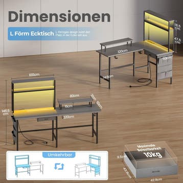 Gaming bureau - Gaming desk - Gaming tafel - 170x100 cm - Gr, Verzenden, Zo goed als nieuw