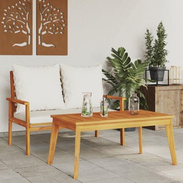 vidaXL Tuinset met kussens massief acaciahout, Tuin en Terras, Verzenden, Nieuw, Hardhout, Tuinset