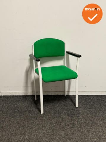 Vergaderstoel - Groen/Wit - Refurbished - Armleuningen, Vergader- of Presentatieruimte, Ophalen of Verzenden, Gebruikt, Stoel
