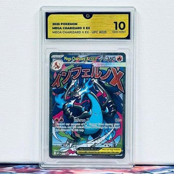 Pokémon Graded card - MEGA CHARIZARD 023 - Pokémon - GG 10, Hobby en Vrije tijd, Verzamelkaartspellen | Pokémon, Nieuw