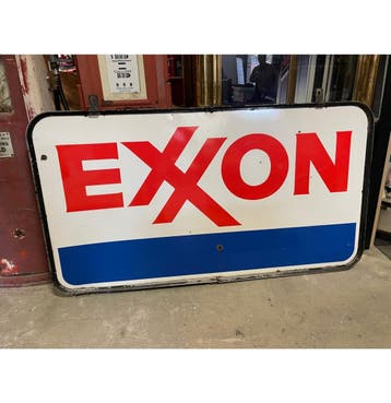 Exxon Emaille Bord - Met Frame - Dubbelzijdig - 210 x 115 cm, Ophalen, Gebruikt