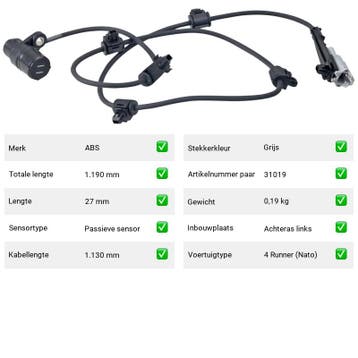 ABS-sensor Toyota 4 Runner 3.4 4WD (N18) Van 1995-11 tot 200, Verzenden, Nieuw, Toyota
