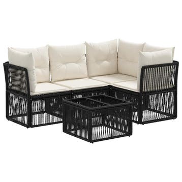 vidaXL Tuinbankenset 5 pcs Zwart poly rattan, Verzenden, Nieuw, 5 zitplaatsen