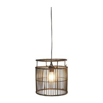 Hanglamp bamboe - zwart - 28x33 cm, Verzenden, Nieuw