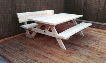 Douglas Boomstam Picknicktafel Picknickbank incl bezorging, Meer dan 8 zitplaatsen, Nieuw, Tuinset, Verzenden
