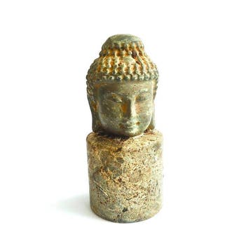Oud-Tibetaans jadeiet Boeddha-hoofd-idool kraal talisman -