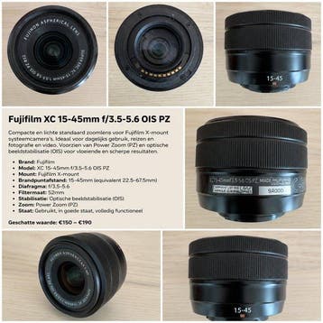 Fujifilm XC 15-45mm f/3.5-5.6 OIS PZ Zoomlens, Nieuw