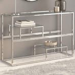 vidaXL Wandtafel roestvrijstaal en gehard glas zilverkleurig, Minder dan 50 cm, 50 tot 75 cm, Verzenden, Nieuw