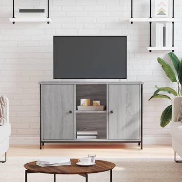 vidaXL Tv-meubel 100x35x65 cm bewerkt hout grijs sonoma, Minder dan 50 cm, Verzenden, Nieuw, Minder dan 100 cm
