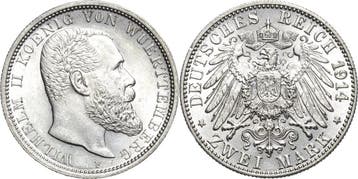 2 Mark 1914 Wuerttemberg Wilhelm Ii 1891-1918, Verzenden