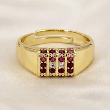 Zonder minimumprijs - Ring Verguld Robijn - Diamant - 18k, Nieuw