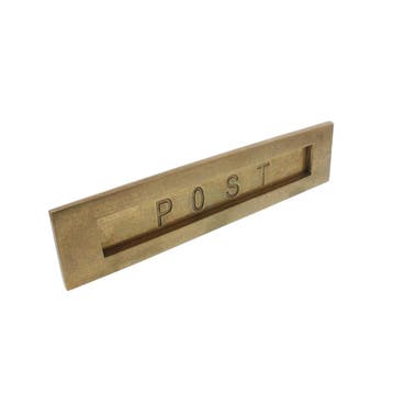 Brievenbus rechthoekig met klep met tekst “POST” messing, Ophalen of Verzenden, Nieuw, Koper of Messing, Overige typen