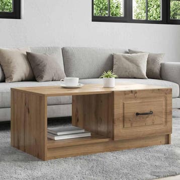 vidaXL Salontafel Artisanaal eiken 90 x 50 x 37 cm Bewerkt, Verzenden, Nieuw, Overige houtsoorten, 50 tot 100 cm