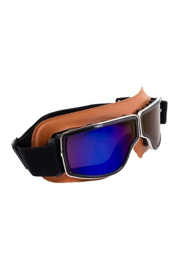 Goggles Motorbril Skibril Bril Cognacbruin Montuur Blauwe Sp, Ophalen of Verzenden, Nieuw, Overige maten, Carnaval