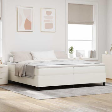 vidaXL Platform bedframe Crème 200 x 200 cm Katoen Stof, Verzenden, Crème, Stof, Nieuw