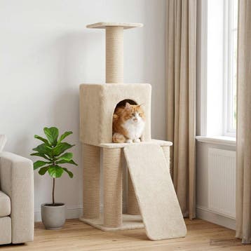 vidaXL Kattenboom met sisal krabpalen Crèmekleurig 146 cm, Verzenden, Nieuw