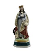 Zeldzaam beeld van Sint-Catharina - 24 cm - Antiek - Biscuit