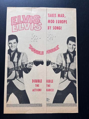 Elvis originele promotiefolder Double Trouble (1967), Ophalen of Verzenden, Gebruikt, Foto of Kaart
